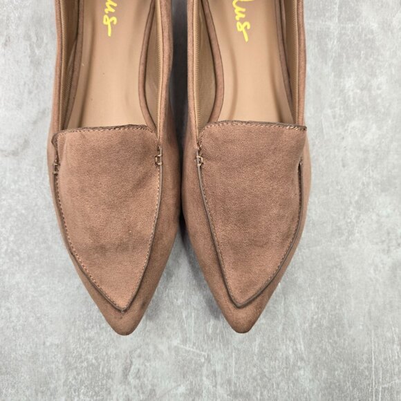 Lulus Pointed Toe Flat Loafers 10 Brown Minimalist Preppy Old Money Slip On Shoe - Picture 3 of 11